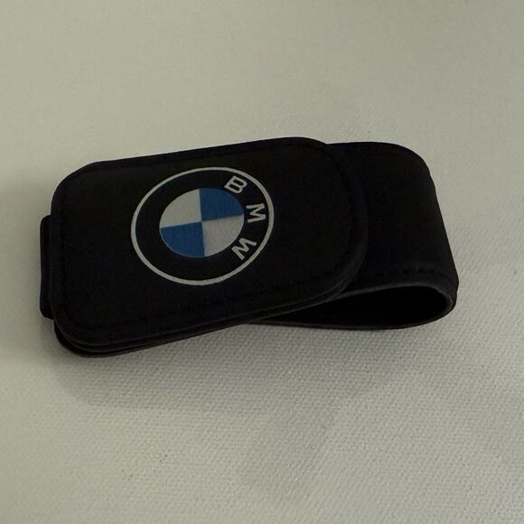 BMW Sunglass Holder for Car with Logo Black Leather NWT - Picture 2 of 12